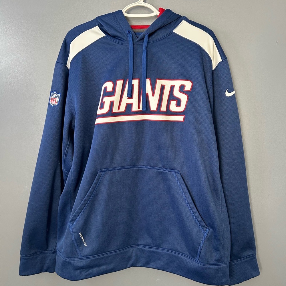 NY Giants Nike On Field Blue Therma-Fit Hoodie